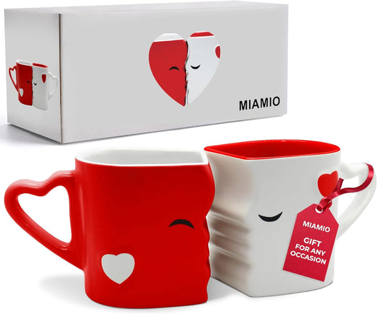 - Coffee Mug Set of 2 (10 Oz), Ceramic (Red) | Kissing Mugs in a Gift Box, Bridal Pair Gift Set for Weddings, Birthdays and Anniversaries