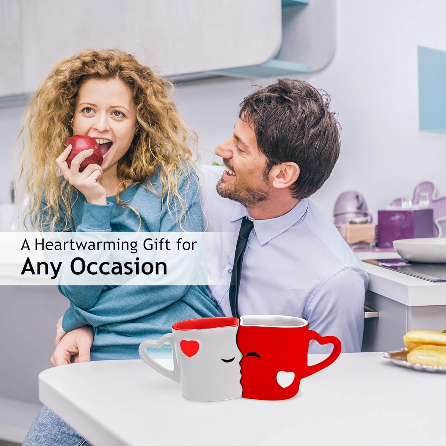 - Coffee Mug Set of 2 (10 Oz), Ceramic (Red) | Kissing Mugs in a Gift Box, Bridal Pair Gift Set for Weddings, Birthdays and Anniversaries